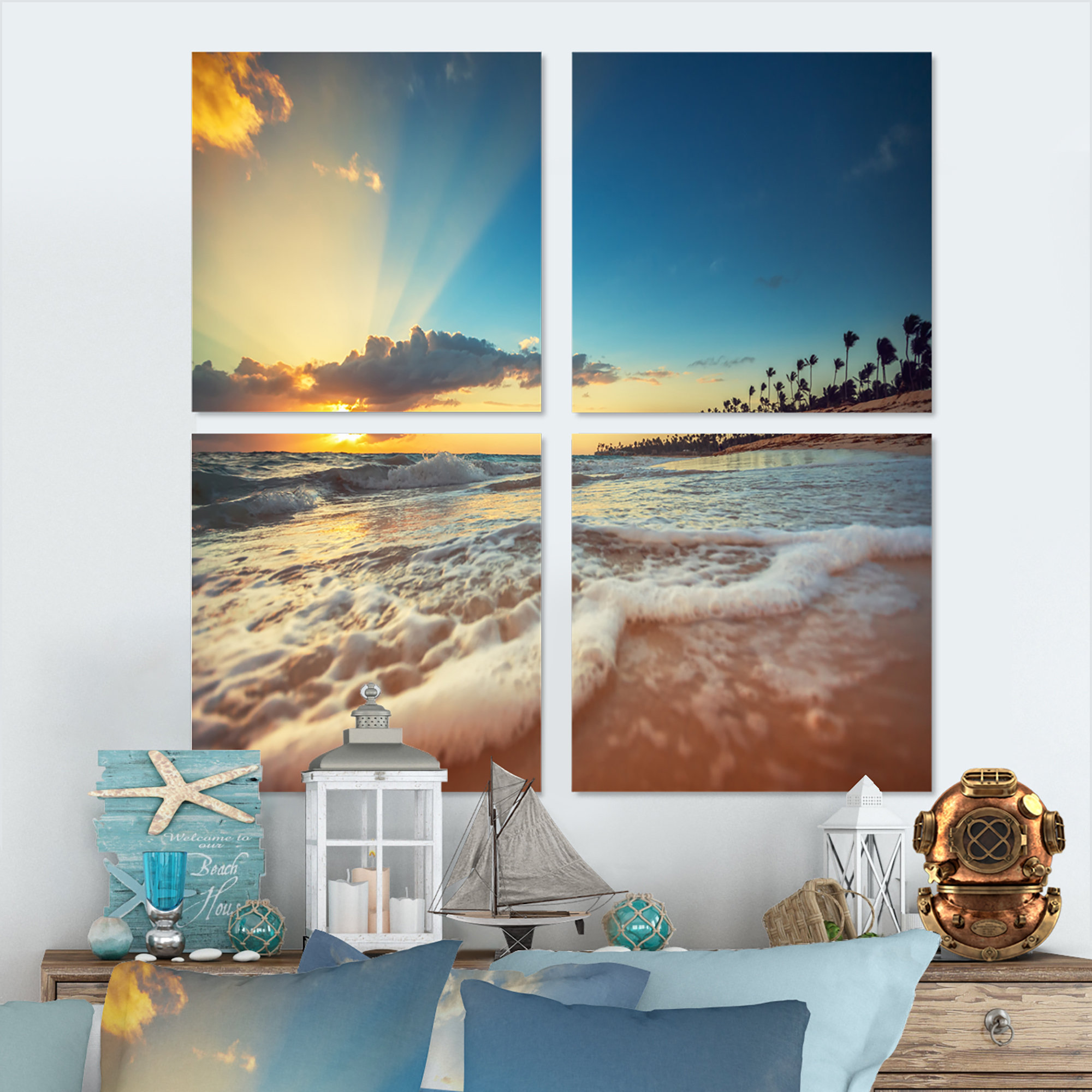 Rosecliff Heights " Exotic Beach In Dominican Republic " 4 Pieces